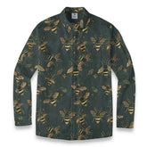 Green Bee – Dark Green Gold Bee Hand-painted Art Retro Long-sleeve shirt
