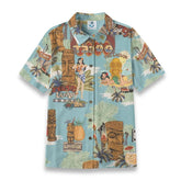 Hawaiian Vintage Pictorial TIKI Island Print Shirt