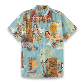 Hawaiian Vintage Pictorial TIKI Island Print Shirt