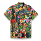 Classic Hawaiian Tiki Mask Aloha Print Shirt
