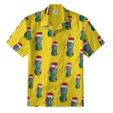 Retro hippie in moai santa hat