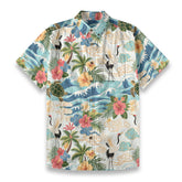 Crane Breeze – Eastern-Inspired Hand-Painted Hawaiian Shirt
