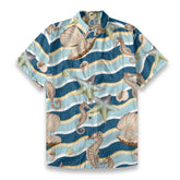 Star Tide Shadow – Retro Pictorial Nautical Wave Stripe Shirt