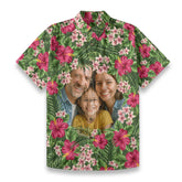 Personalized Hawaiian Shirt with Photo, Floral Aloha Hawaiian Shirt, Tiki Shirt for Family - The Palmix