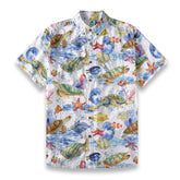 Undersea scroll Hawaiian hand-painted art vacation shirt