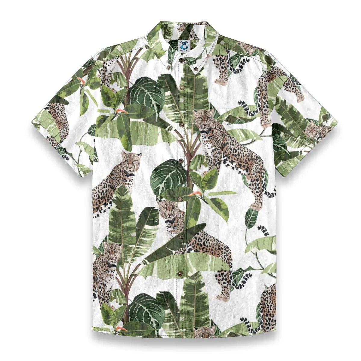 leopard palm plant Hawaiian style watercolor leopard print shirt with palm tree print – Thepalmix®-Ditch sameness, dress for your unique self!