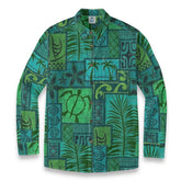 Hawaiian Tribal Volume Tiki Aloha Vintage Line Turtle Print Shirt