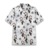 Spider's Christmas candy cane on a snowy night