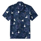 Navy Swan & Leaf Hawaiian Shirt