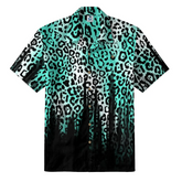 Teal Leopard Hawaiian Shirt