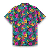 “Island Bloom” Bright Pink & Green Plumeria Tropical Print Hawaiian Shirt