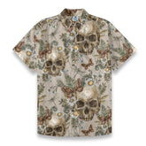 “Eternal Bloom” Hawaiian Shirt – Vintage Floral & Hand-Drawn Skull Print
