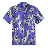 Purple Whimsical Cat Hawaiian Shirt