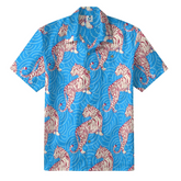Blue Tiger Print Hawaiian Shirt