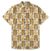 Tiki Mask Pattern Hawaiian Shirt, Tribal Tiki Hibiscus Pattern Hawaiian Shirt
