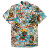 Surfing Tiki Mask Hawaii Shirt, Tiki Aloha Tiki Mask Pattern Hawaiian Shirt