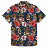 Hawaii Plumeria Lei Hawaiian Shirt, Tiki and Kakau Pattern