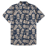 Tribal Tiki Hawaiian Shirt, Tiki Flowers Aloha Hawaii Shirt