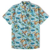 Turtle Floral Aloha Beach Shirt, Blue Ocean Turtle Hawaii Shirt - The Palmix