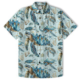 Blue Tribal Sea Turtle Hawaiian Shirt, Aloha Tropical Summer Beach Button Up Shirt - The Palmix