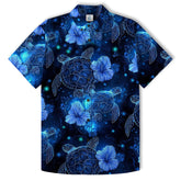 Neon Turtle Hawaiian Shirts for Men Women Youth, Vibrant Sea Turtle Aloha Summer Beach Shirt - The Palmix