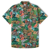 Tiki Mask Pattern Hawaiian Shirt, Aloha Floral Pattern Shirt - The Palmix