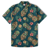 Tiki Mask Pattern Hawaiian Shirt, Hibiscus Hawaii Shirt - The Palmix