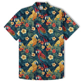 Floral Parrot Summer Beach Hawaiian Shirt, Colorful Parrot Flowers Pattern Hawaii Shirt - The Palmix
