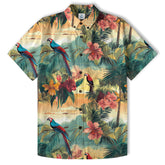 Flamingo Classic Aloha Hibiscus Hawaiian Shirt, Luau Party Outfit, Vacation Beachwear - The Palmix