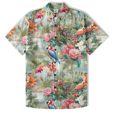 Retro Parrot Tropical Getaway Hibiscus Shirt, Hawaiian Vacation Outfit Aloha Hawaii Shirt - The Palmix