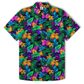 Tropical Sunset Surf & Palm Hawaiian Shirt – Vibrant Island Look – Electric Beach Pattern Aloha Hawaii Shirt - The Palmix