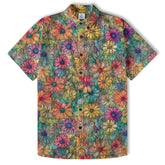 Colorful Hippie Flowers Patterns Hawaii Shirt, Groovy Floral Pattern Hawaiian Shirt for Men Women - The Palmix