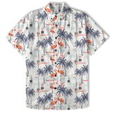 Hawaiian Flamingo & Coconut Tree Print Hawaii Shirt - The Palmix