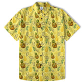 Tropical Floral Pattern Hawaii Shirt, Tropical Pineapple Print Hawaiian Shirt - The Palmix