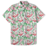 Floral Flamingo Hawaii Pattern Shirt, Hibiscus Hawaiian Shirt - The Palmix