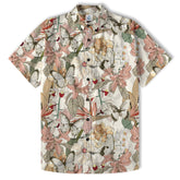 Vintage Tropical Parrots Butterfly Hawaiian Shirt Colorful Garden Flowers Shirt - The Palmix