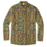 Surfing Tiki Mask Hawaiian Tropical Hawaii Button Down Long Sleeve Shirt - The Palmix