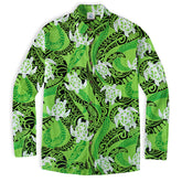 Turtle Floral Aloha Beach Long Sleeve Shirt, Ocean Turtle Long Shirt - The Palmix