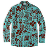 Tiki Mask Pattern Hawaiian Shirt, Floral Pattern Shirt - The Palmix
