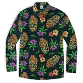 Tiki Mask Pattern Hawaiian Shirt, Aloha Floral Pattern Shirt for Summer - The Palmix