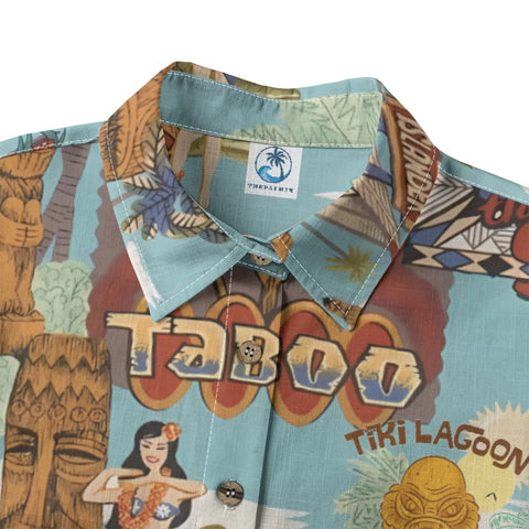 Hawaiian Vintage Pictorial TIKI Island Print Shirt