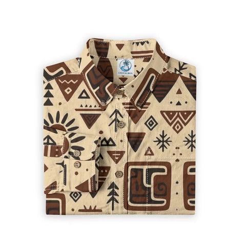 Retro Tiki Pictorial long-sleeve shirt
