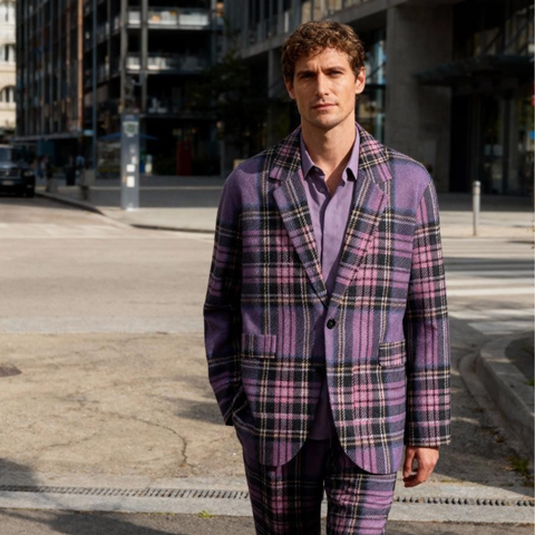 Pink and purple plaid art