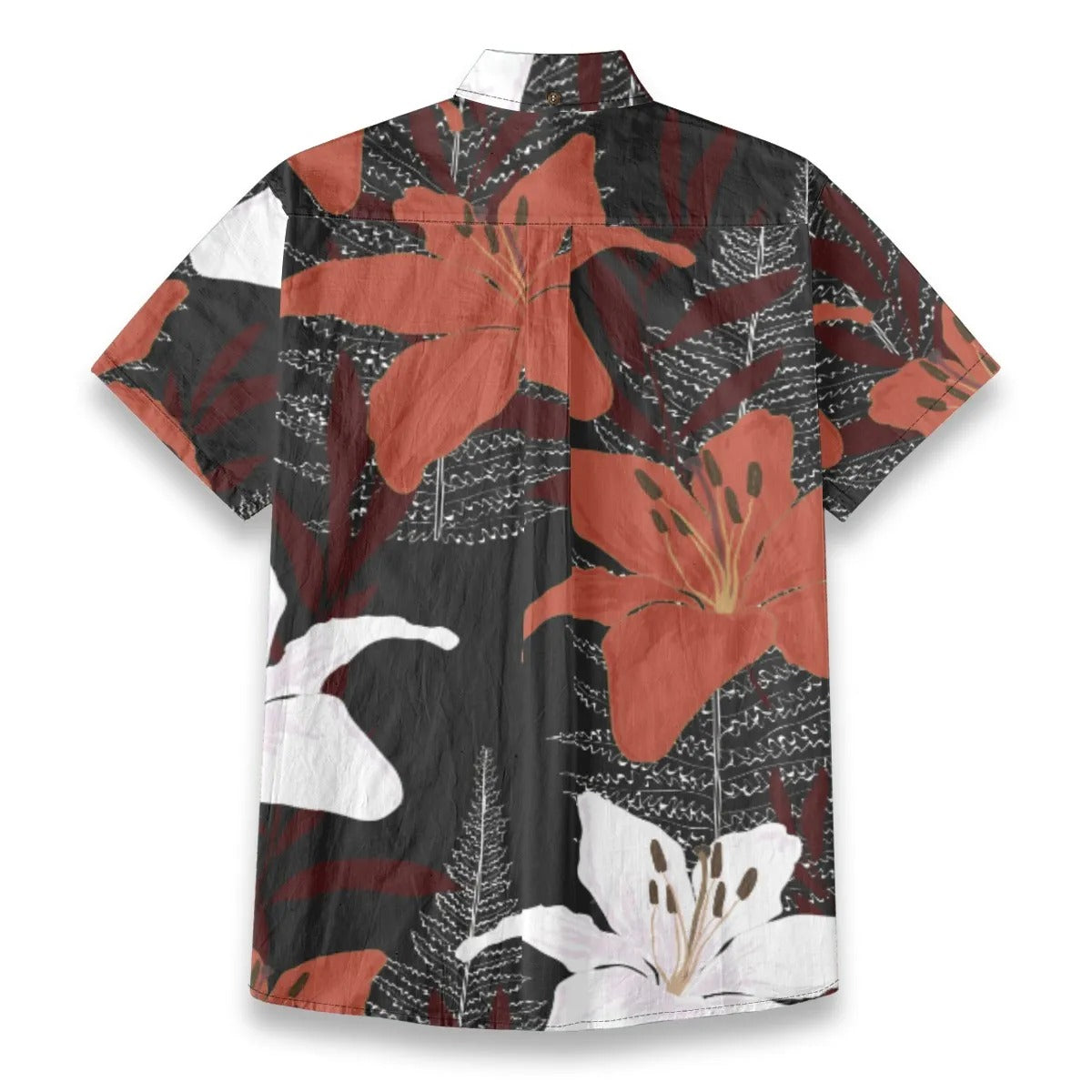 Red & White Island Style-Tropical Lily Bloom Hawaiian Shirt