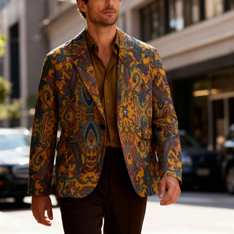 Retro paisley design in yellow tones