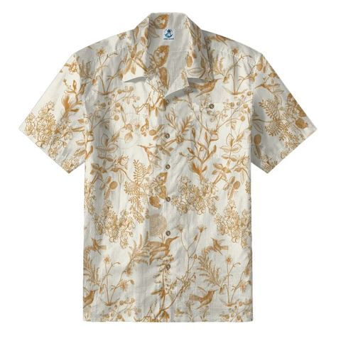 Golden Hummingbird Floral Hawaiian Shirt