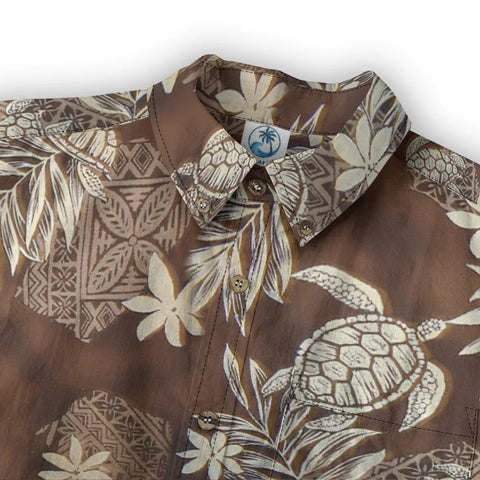 Island Guardian – Tribal Turtle & Floral Hawaiian Long-sleeve shirt
