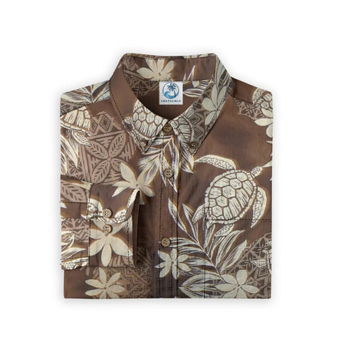 Island Guardian – Tribal Turtle & Floral Hawaiian Long-sleeve shirt