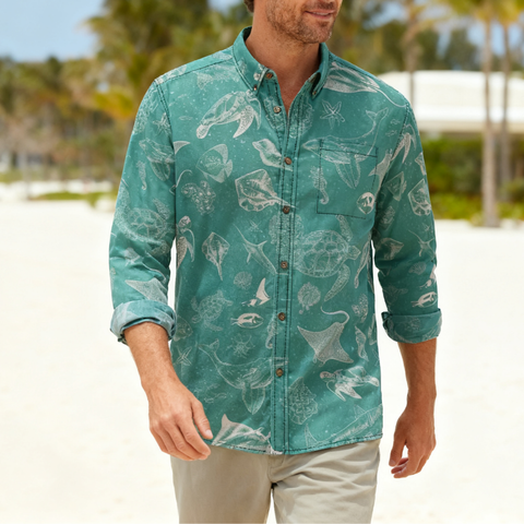 Naturalist – Vintage bottom line drawing  Long-sleeve shirt
