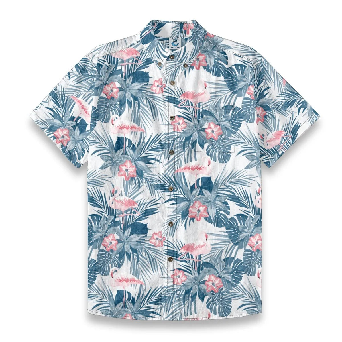 Hawaiian style watercolor flamingo hand-painted printed shirt